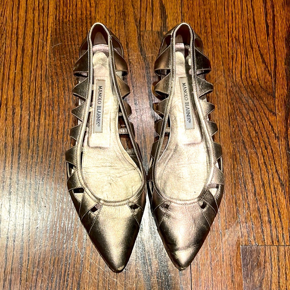 Silver Manolo Blahnik flats